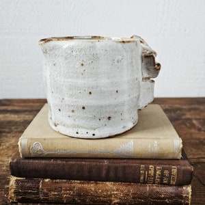 Small pottery pitcher, Ceramic cream pitcher, Brutalist style pottery pitcher