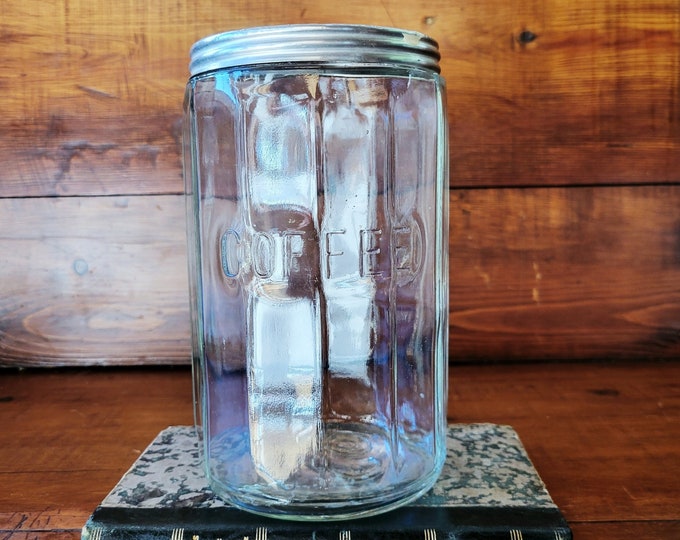Antique Glass Coffee Jar With Metal Lid. Etsy