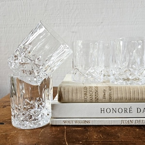 Vintage crystal whisky glasses, Set of lowball glasses, Crystal old fashioned glasses