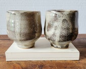 Pair of Rick Hintze mugs. Japanese style yunomi stoneware tea bowls.