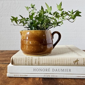 Antique Stoneware Pitcher: French Country Caramel Glaze