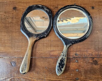 Vintage wooden handmirrors, Antique vanity mirrors, Handheld vanity mirrors