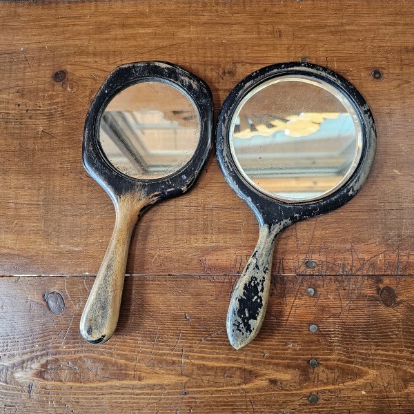 Vintage wooden handmirrors, Antique vanity mirrors, Handheld vanity mirrors