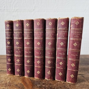 Antique books, The Works of William Shakespeare in Seven Volumes, c. 1866