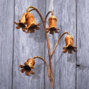 Rusty metal Bluebells garden sculptures / garden art decoration / outdoor flower sculpture / plant supports / handmade art