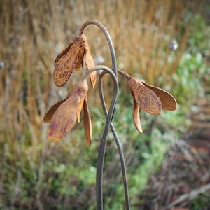Metal Snowdrop Flower Sculptures for the Garden. 1 Metre Tall Rusty Garden Art Ornaments image 6