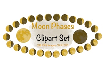 Mondphasen Clipart Set