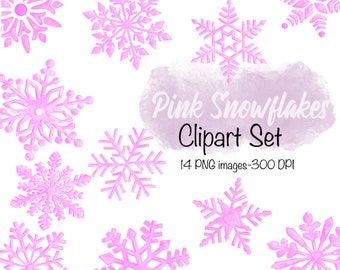 Rosa Schneeflocke Clipart Set