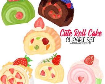 Niedliche Rolle Kuchen Clipart Set