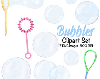 Bubbles Clipart Set-Aquarell-Aktivitäten-Sommer