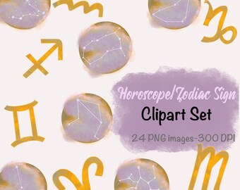 Sternzeichen/Horoskop Clipart Set-Aquarell-Sternzeichen