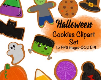 Halloween Cookie Clipart Set