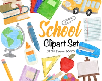 School Clipart Set-watercolor-clipart