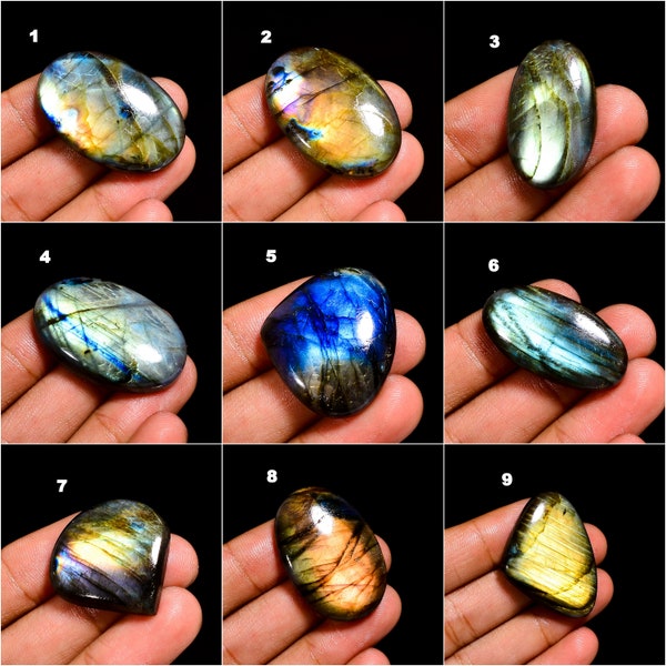 Cabochon de labradorite naturelle, lot de gros de labradorite multi-feu, vernis à la main, labradorite flashy, pierre précieuse en vrac pour faire des cadeaux de bijoux.