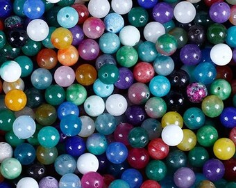 Bulk 100 Mix Colors 8mm Gemstone Beads, 8mm Wholesale Natural Stone Beads Mix, 8mm Round Smooth Beads Mix, 8mm Loose Beads