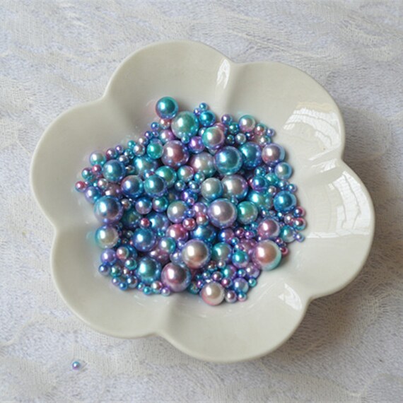 Mermaid Pearl Beads Mixed Size Rainbow Blue Colors Mixed | Etsy