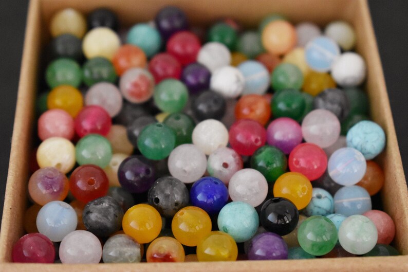 thumbnail image 2 of 8mm Natural Stone Beads - Beige Watermelon Gemstone Round Beads For Jewelry Making 2 of 11