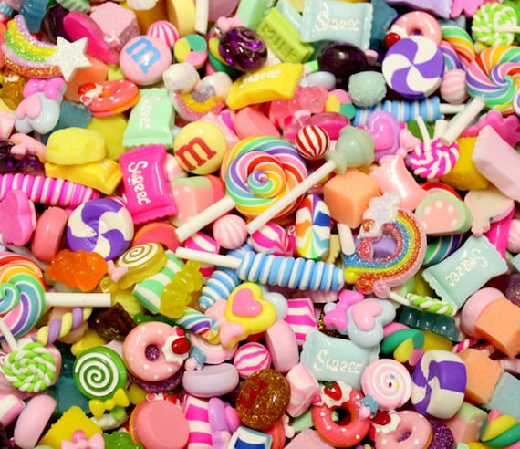 BULK Mixed Kawaii Candy Pastel Charms for Slime, Candy Food Assorted  Cabochon, Kawaii Fake Sweet Food Deco Resin Cabochons Lot 