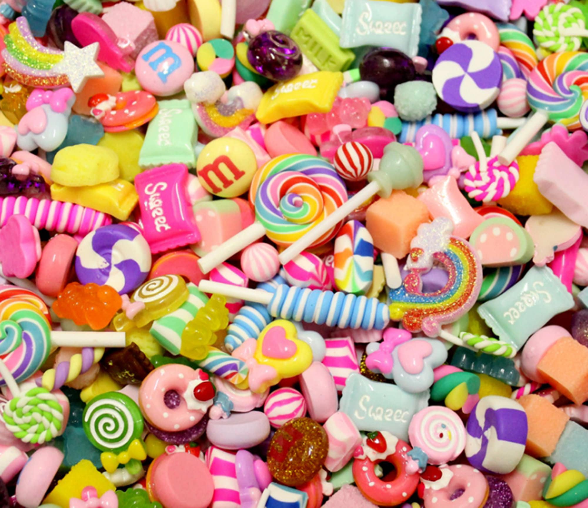 BULK Mixed Kawaii Candy Pastel Charms for Slime, Candy food Assorted  Cabochon, Kawaii Fake Sweet Food Deco Resin Cabochons Lot