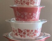 Gorgeous Set of Pyrex Gooseberry Casseroles 471-475