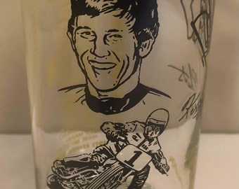 Case of (12) glasses featuring "Kenny Roberts" 1977 Grand Prix Motorcycle Racer