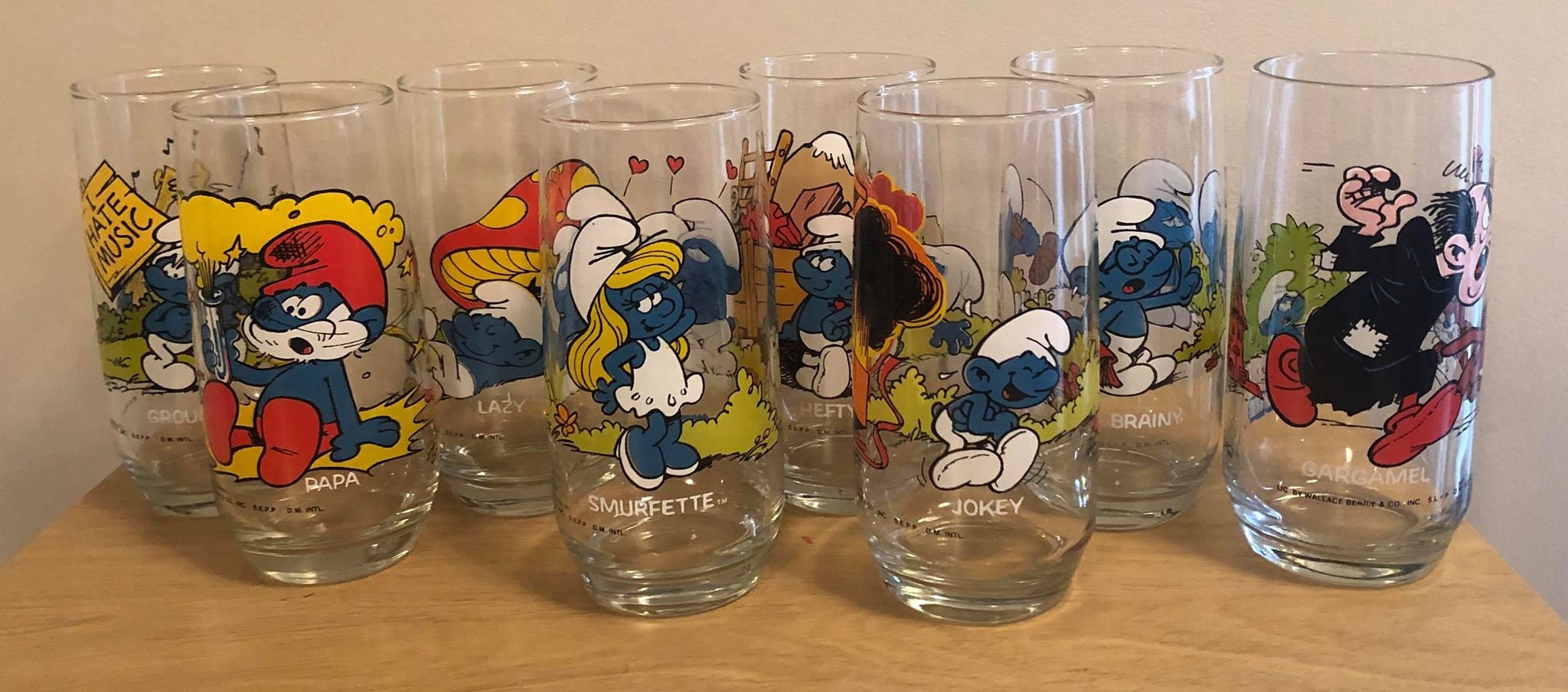 1982 Complete Set of Smurf Character Glasses Etsy