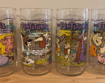 Complete Set of 1991 Flintstone Glasses produced by Hanna-Barbera