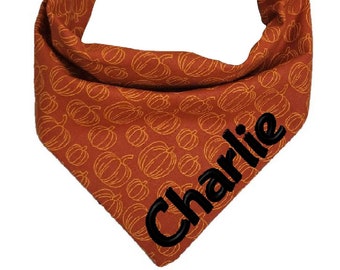 Pumpkin Dog Bandana | Custom Text | Fall Dog Bandana