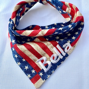 Snap on dog bandana | 4th of July Pet Bandana | Red White Blue Bandana | Patriotic | American Flag Dog Bandana