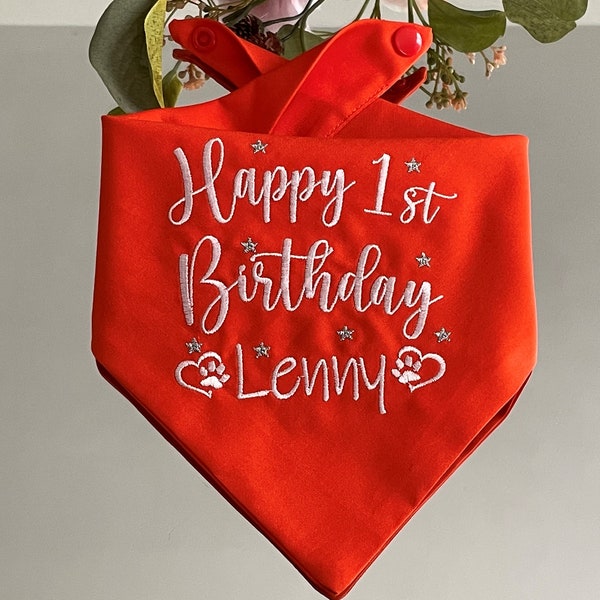 Birthday Dog Bandana | Custom Dog Bandana| Personalized Dog Bandana| Dog Scarf Embroidered Dog Bandana