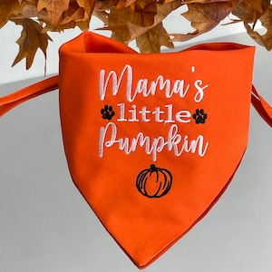 Orange Dog Bandana |Mamas Little Pumpkin |Fall Dog Bandana |Personalized Dog Bandana| Orange | Halloween Thanksgiving and Autumn