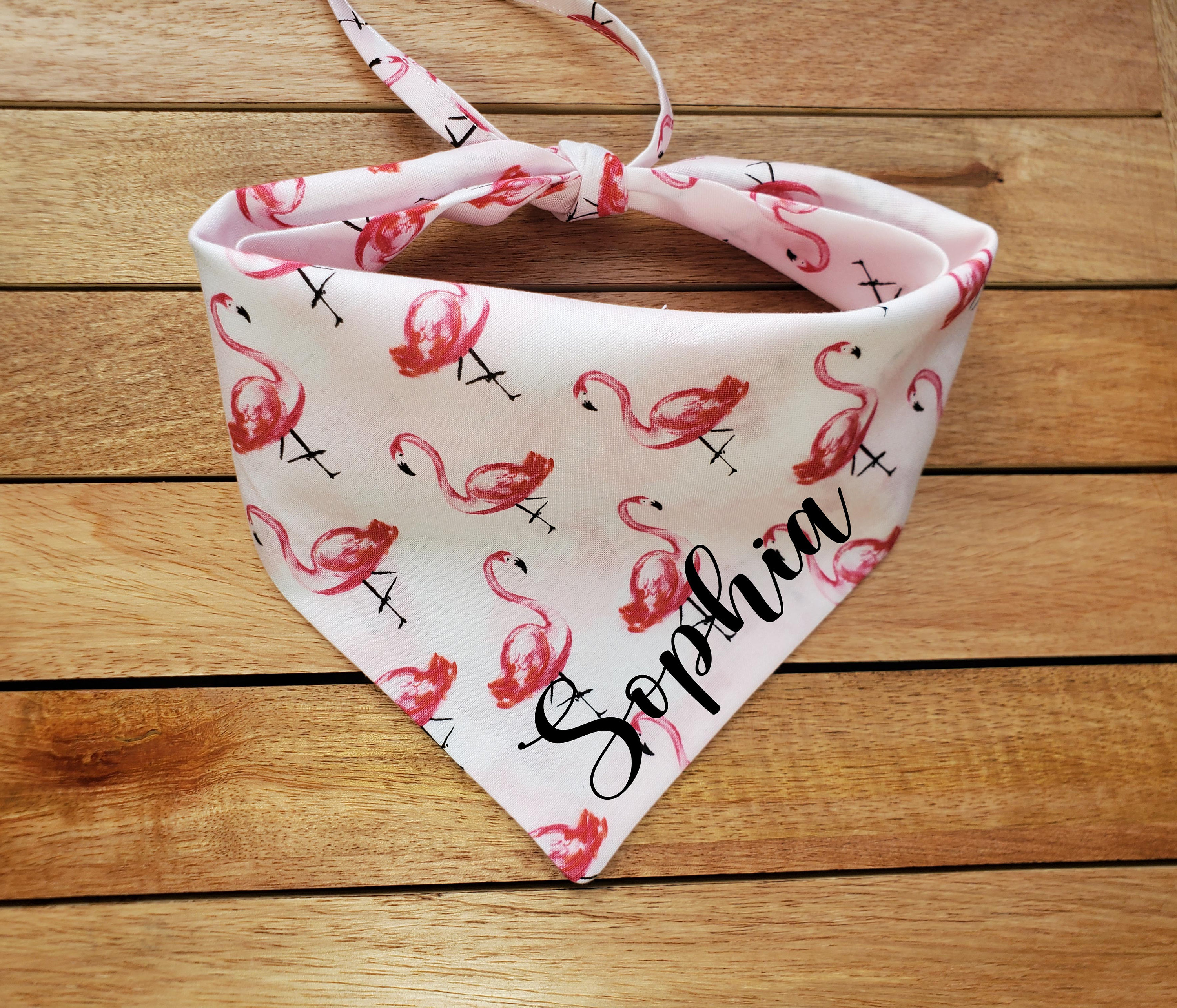 Flamingo Dog Bandana Summer Dog Bandana Pink Flamingo Girl Dog Bandana Embroidery Name Custom Order Etsy