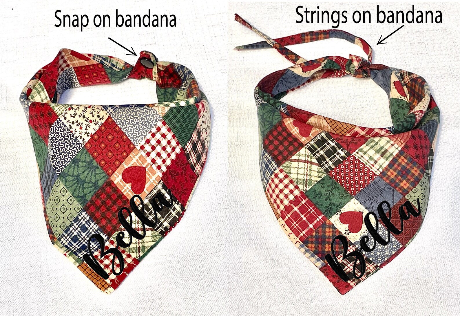 Quilt Style Dog Bandana With Darling Snap On Prequilted Etsy