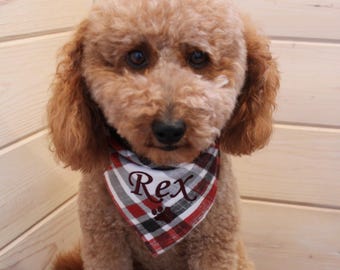 Personalized Buffalo Check Dog Bandana: Holiday Plaid Pet Scarf
