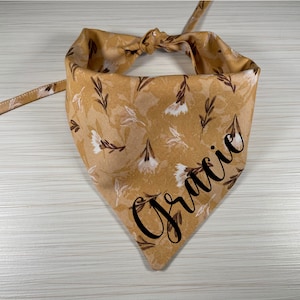 Boho Dog Bandana | Brown with White Floral