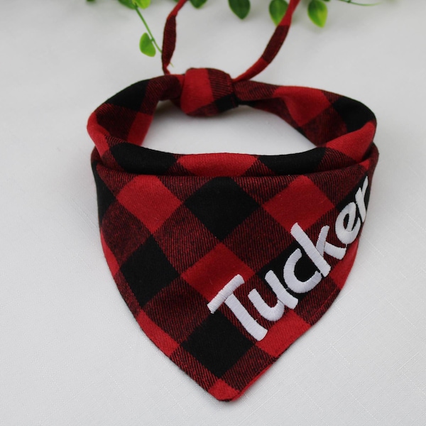 Soft Flannel Buffalo Plaid Dog Bandana - Personalized Pet Scarf - All Seasons