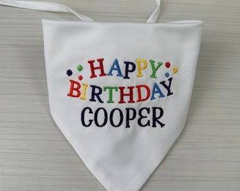 Embroidered Birthday Dog Bandana: Personalized Cotton Pet Gift