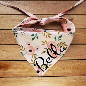 Floral Dog Bandana - Coral Pink Dog Bandana - Cactus Green Bandana - Summer Bandana