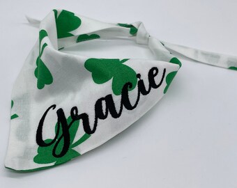 Shamrock // St. Patrick&#39;s Day//Personalized Dog Bandana - Scout // Pet Gift //Custom Dog Bandana //Pet Bandana // Cotton Dog Bandana