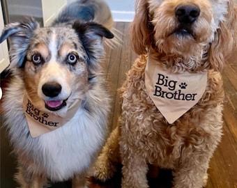 Embroidered Dog Bandana: Big Brother/Sister Pregnancy Announcement