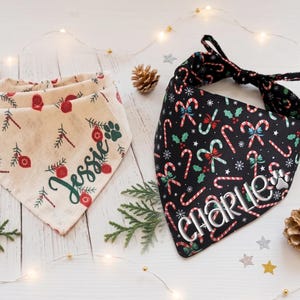 Embroidered Christmas Dog Bandana: Custom Cotton Pet Scarf