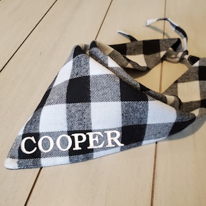 Personalized Dog Bandana - Scout // Pet Gift //Custom Dog Bandana //W&B Plaid Bandana// Pet Bandana // Red Plaid // Blue Flannel // Scarf