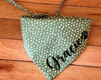 Dog Bandana Green Dots /Polka Dot Dog Bandana/Personalized dog bandana/St Patrick’s Day Dog Bandana//Spring Dog Bandana /Embroidery names