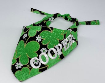 Shamrock // St. Patrick&#39;s Day//Personalized Dog Bandana - Scout // Pet Gift //Custom Dog Bandana //Pet Bandana // Cotton Dog Bandana