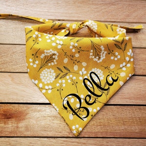 Yellow Dog Bandana, Yellowed Flowered Dog Bandana, Floral Dog Bandana, Pretty Dog Bandana