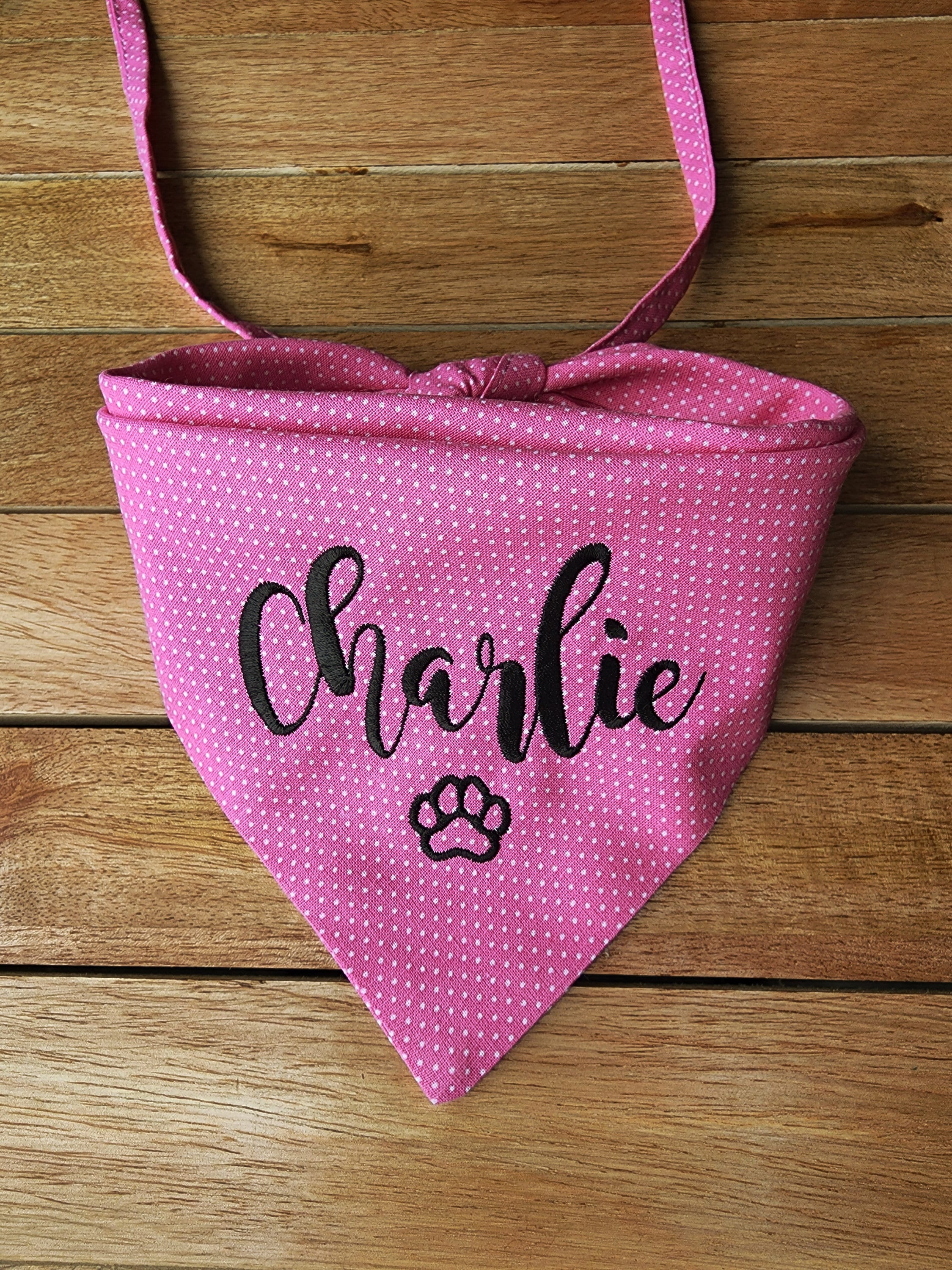 Personalized Polka Dot Dog Bandana Embroidered Tie Cotton Pet Scarf