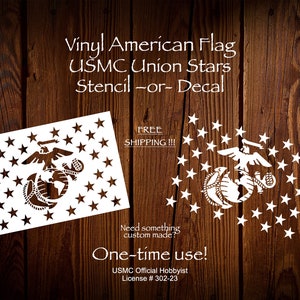American Flag Vinyl USMC Star Union (Stencil or Decal)