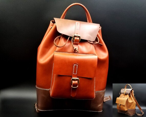 Leather backpack 2024 bucket bag