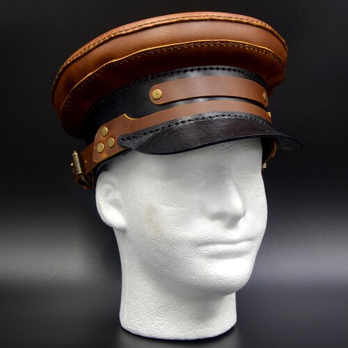 Leather Conductor Hat / Steampunk Conductor Hat / Airship Conductor Hat