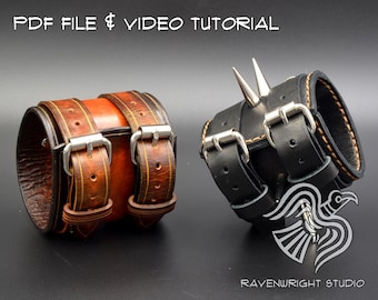 Double Strap Wrist Cuff with Optional Spikes! DIY PDF Leather Pattern